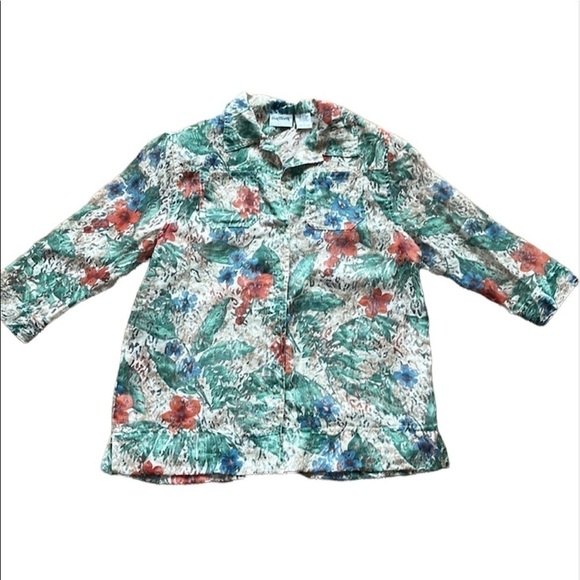 Vintage BonWorth shirt jacket with floral tropical print and cut out Size M - Picture 1 of 9